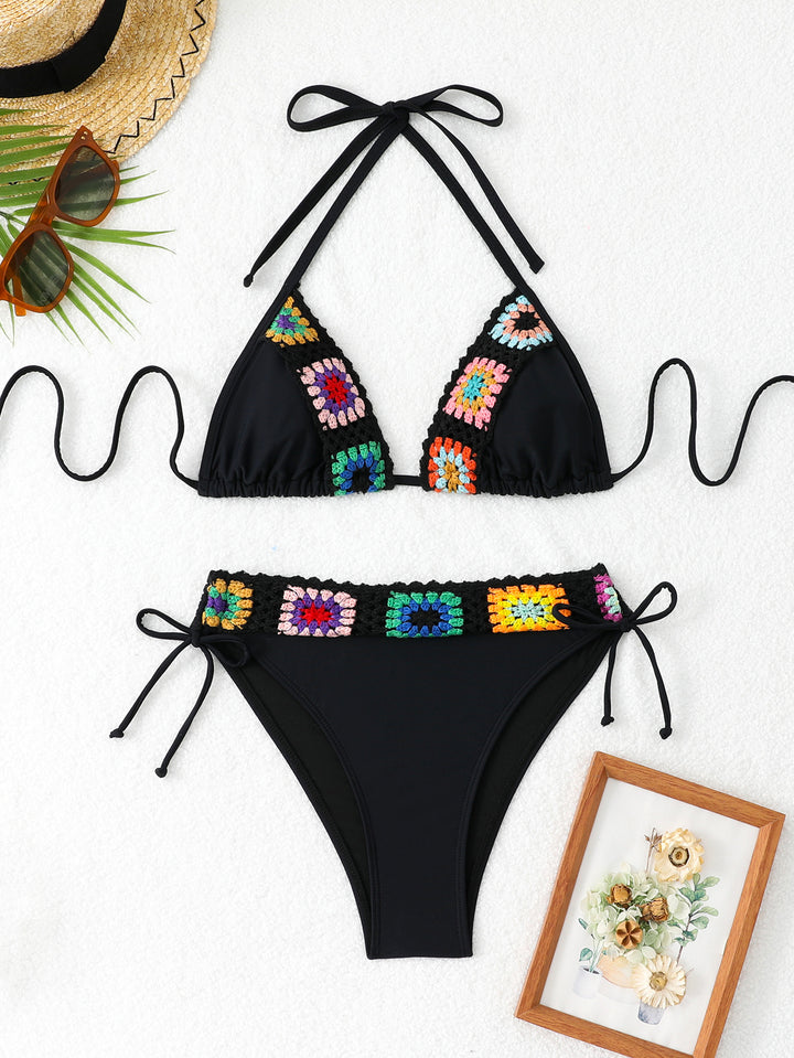 Damen Bikini-Set mit handgearbeiteten Häkelakzenten und verdeckter Bündchenverstellung Drune