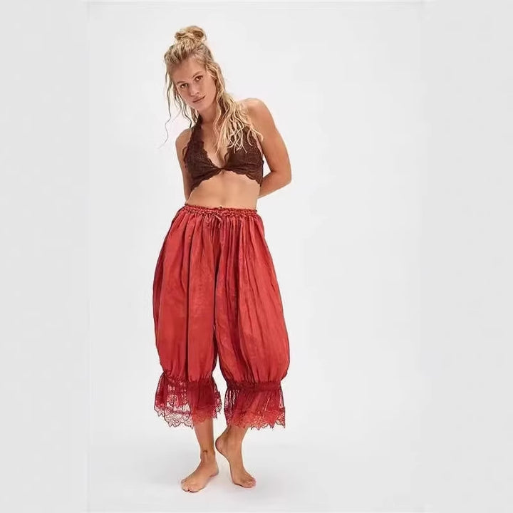 Damen Luftige und elegante Culotte mit Spitzenverzierung Drune
