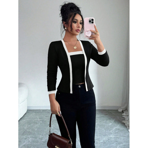 Damen modische Jacke mit schmalem Schnitt und eleganter Knopfleiste Drune