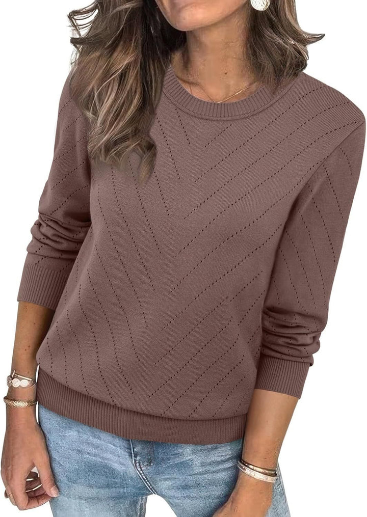 Damen Modischer Pullover mit strukturiertem Zickzack-Muster und lässigem Schnitt Drune