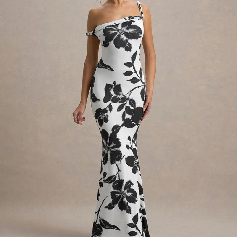 Damen Langarm Maxikleid im eleganten Leopardenmuster Drune