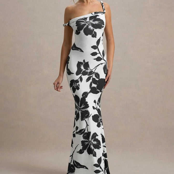Damen Langarm Maxikleid im eleganten Leopardenmuster Drune