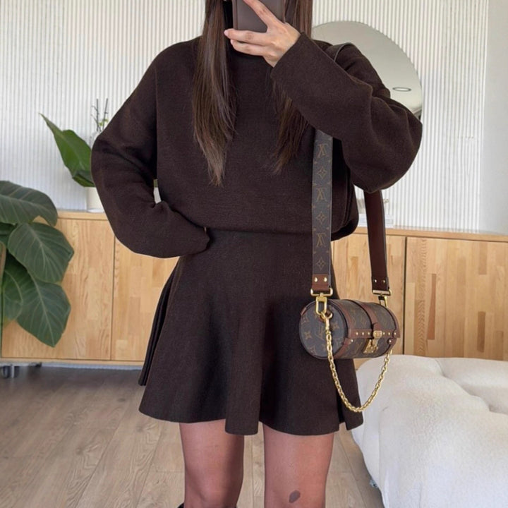Damen lässiges Sweatshirt-Kleid mit hochtägiger Ärmeln Drune