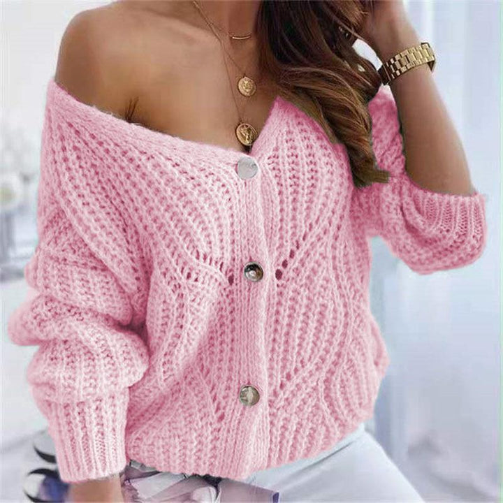 Damen Grobstrick-Cardigan mit vorteilhaftem offenen Design und dekorativen Knopfdetails Drune
