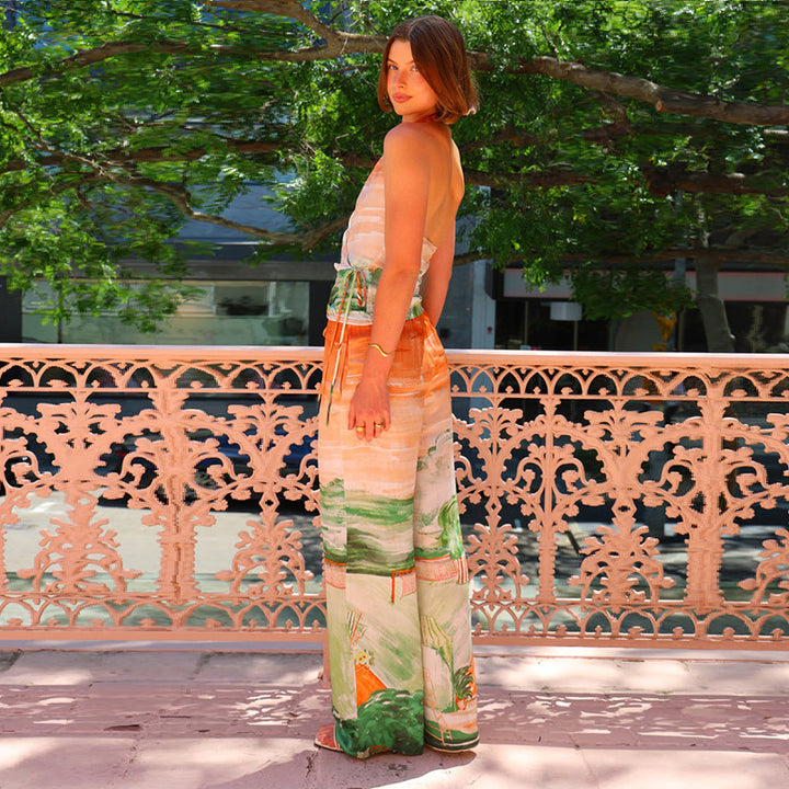 Damen Wickel-Jumpsuit mit floralem Design und elastischem Gummizug Drune