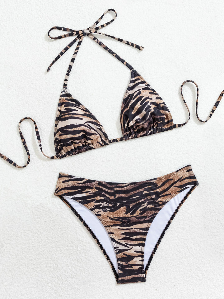Damen Triangel-Bikini mit floralem Muster und verstellbaren Trägern Drune