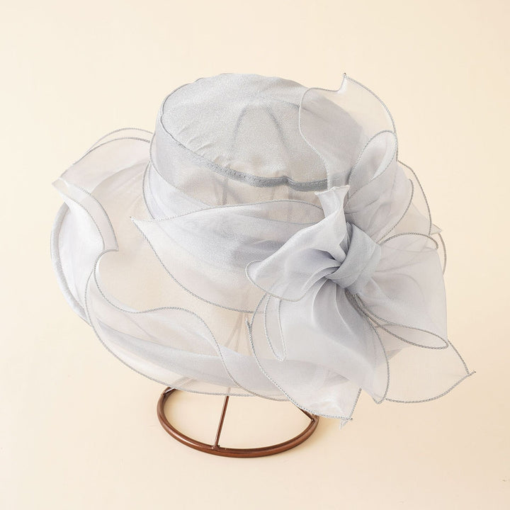 Damen Eleganter Tüllhut mit großem gefaltetem Blumenmotiv Drune