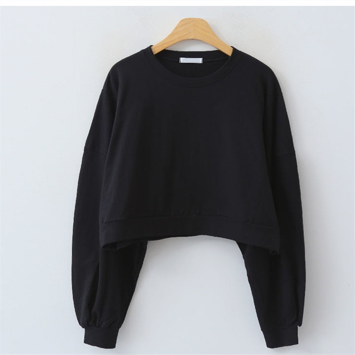 Damen cropped Pullover mit Ballonärmeln Drune