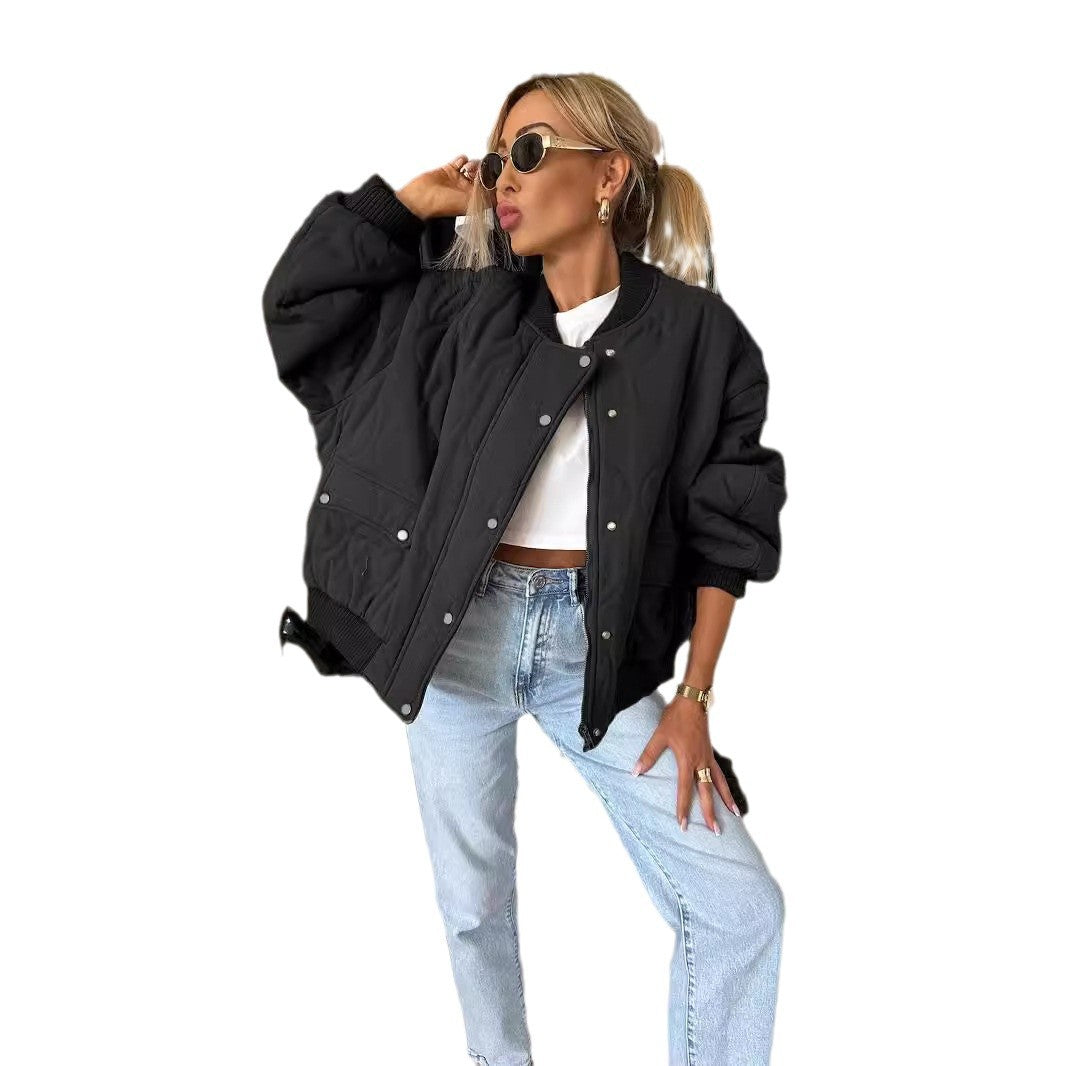Damen Steppjacke im lässigen Oversized-Schnitt mit Rippstrickdetails Drune