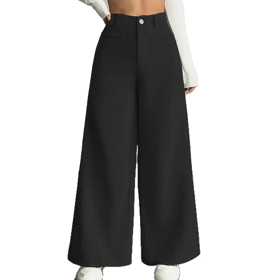 Damen Weite Cordhose mit hohem Bund und langem Schnitt Drune