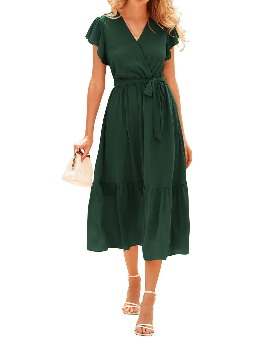 Damen Wickelkleid mit voluminösen Ärmeln Drune