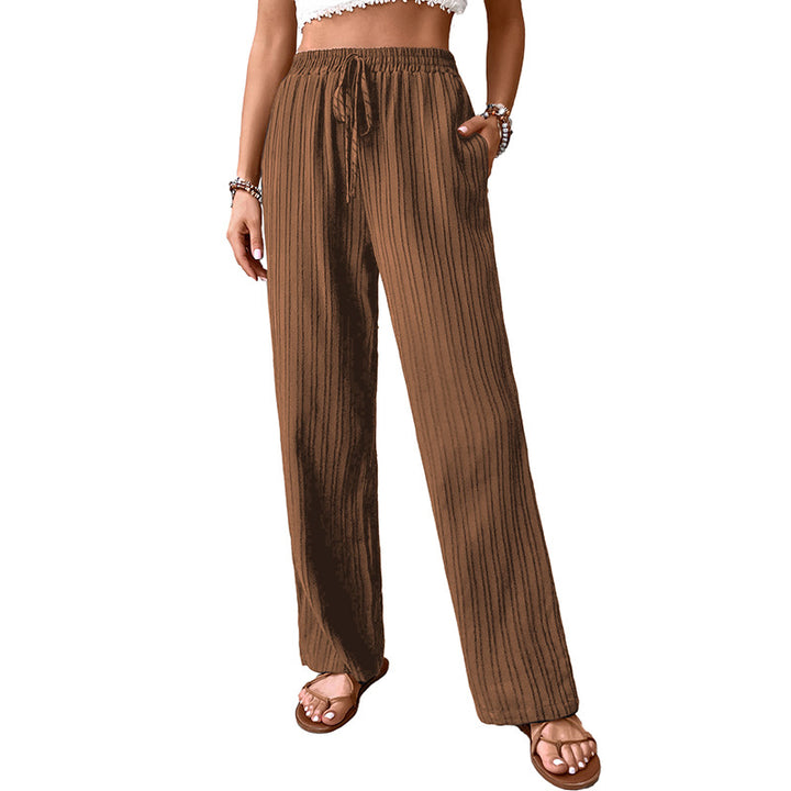 Damen komfortable Palazzo-Hose mit elastischem Bund und seitlichen Taschen Drune