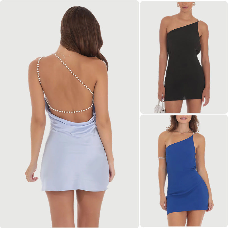 Damen Asymmetrisches Minikleid mit betontem One-Shoulder-Design und funkelnden Details Drune