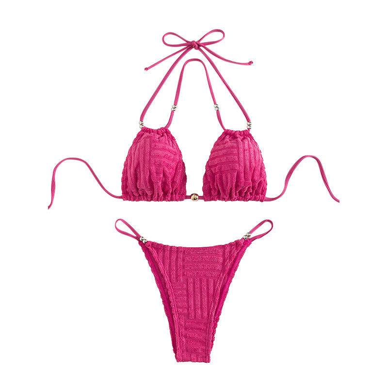 Damen Triangel-Bikini mit strukturierter Oberfläche und verstellbaren Trägern Drune