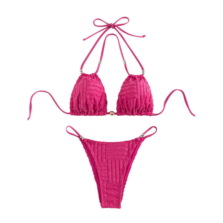 Damen Triangel-Bikini mit strukturierter Oberfläche und verstellbaren Trägern Drune