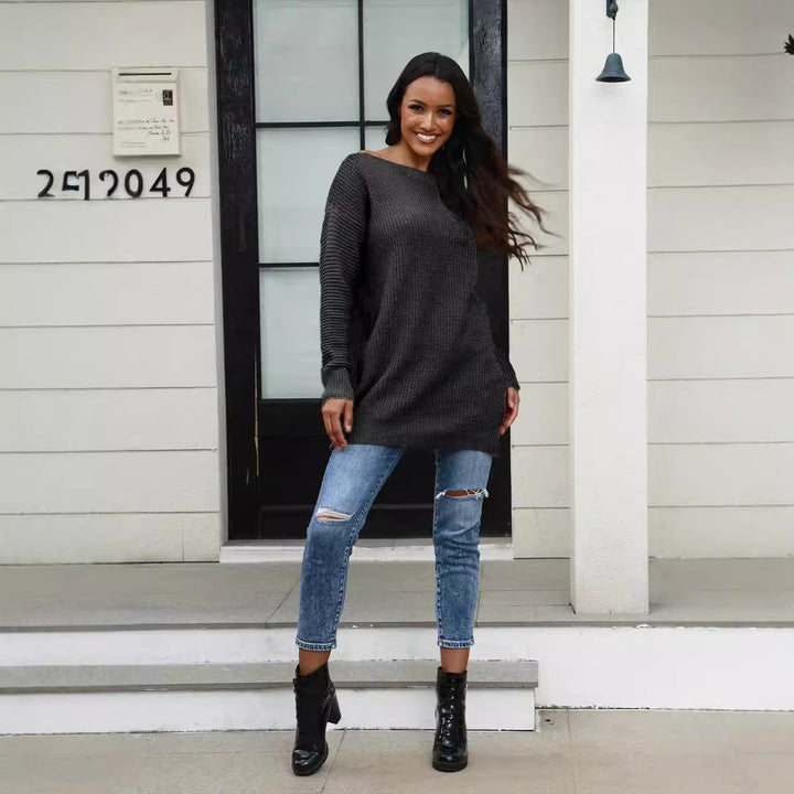 Damen Strickpullover mit weitem Schnitt und strukturierter Oberfläche Drune