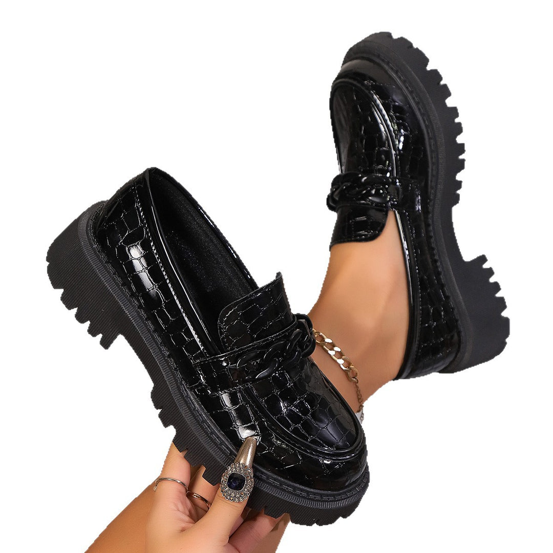 Damen Modische Loafers im eleganten Krokodil-Look mit stabiler Profilsohle Drune