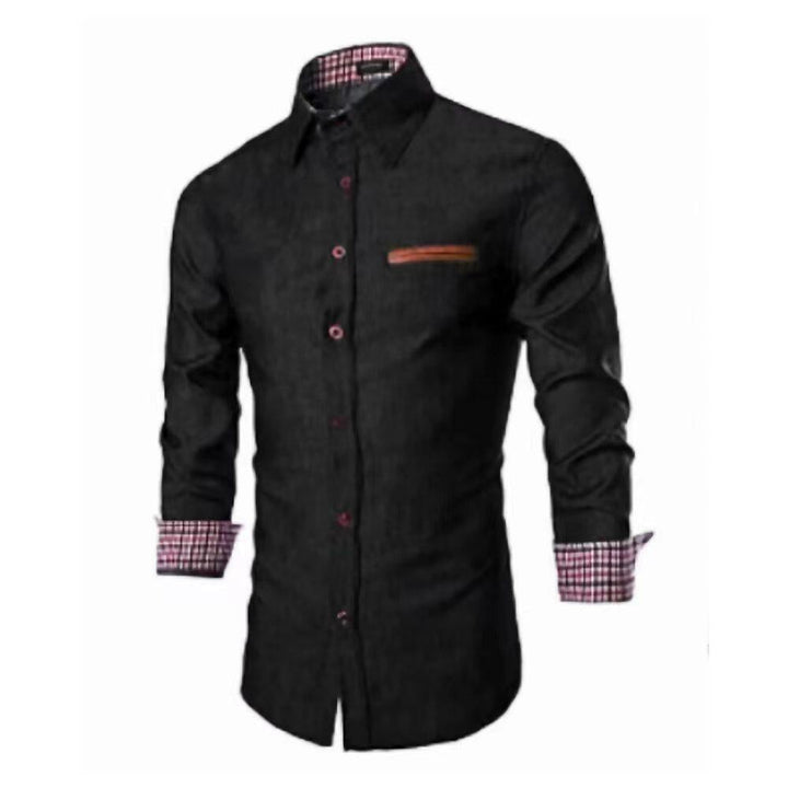 Herren Denim Langarmhemd mit eleganten Kontrasten und modernem Schnitt Drune