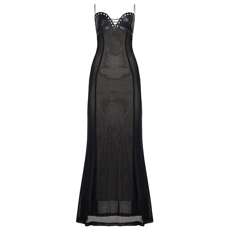 Damen Maxikleid mit verführerischem Spitzenoberteil und elegantem Schneid Drune