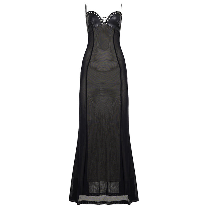 Damen Maxikleid mit verführerischem Spitzenoberteil und elegantem Schneid Drune