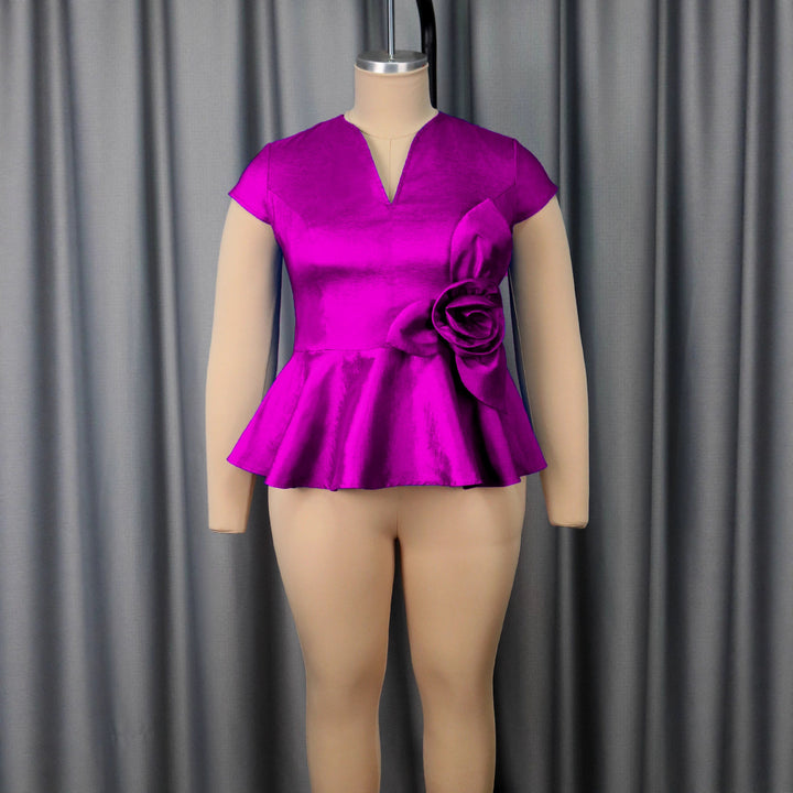 Damen elegantes Peplum-Oberteil mit floralem Detail Drune
