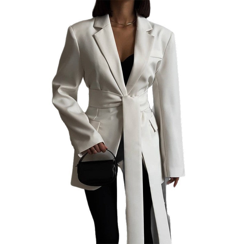 Damen eleganter Blazer mit Taillengürtel Drune