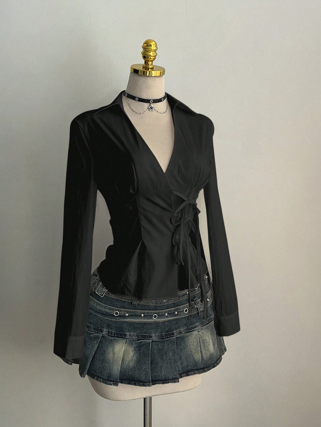 Damen Elegantes Wickeloberteil mit feinen Rüschendetails Drune