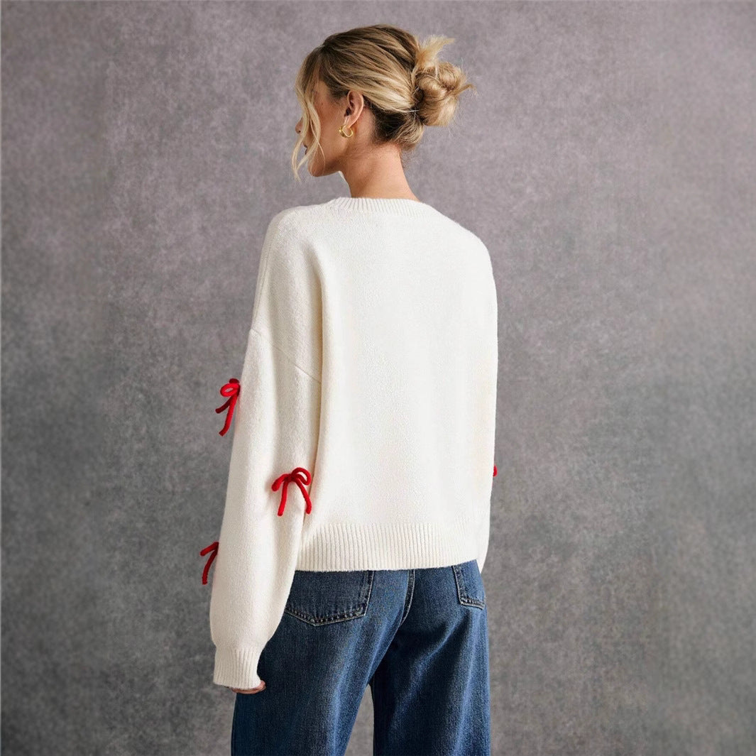 Damen Pullover mit dekorativen Schleifenelementen und modernem Schnitt Drune