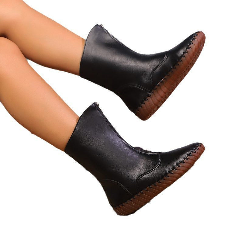 Damen nan knöchelhohe Stretch-Stiefelette mit handgenähter Mokassinnaht und profilierter Leichtlaufsohle Drune