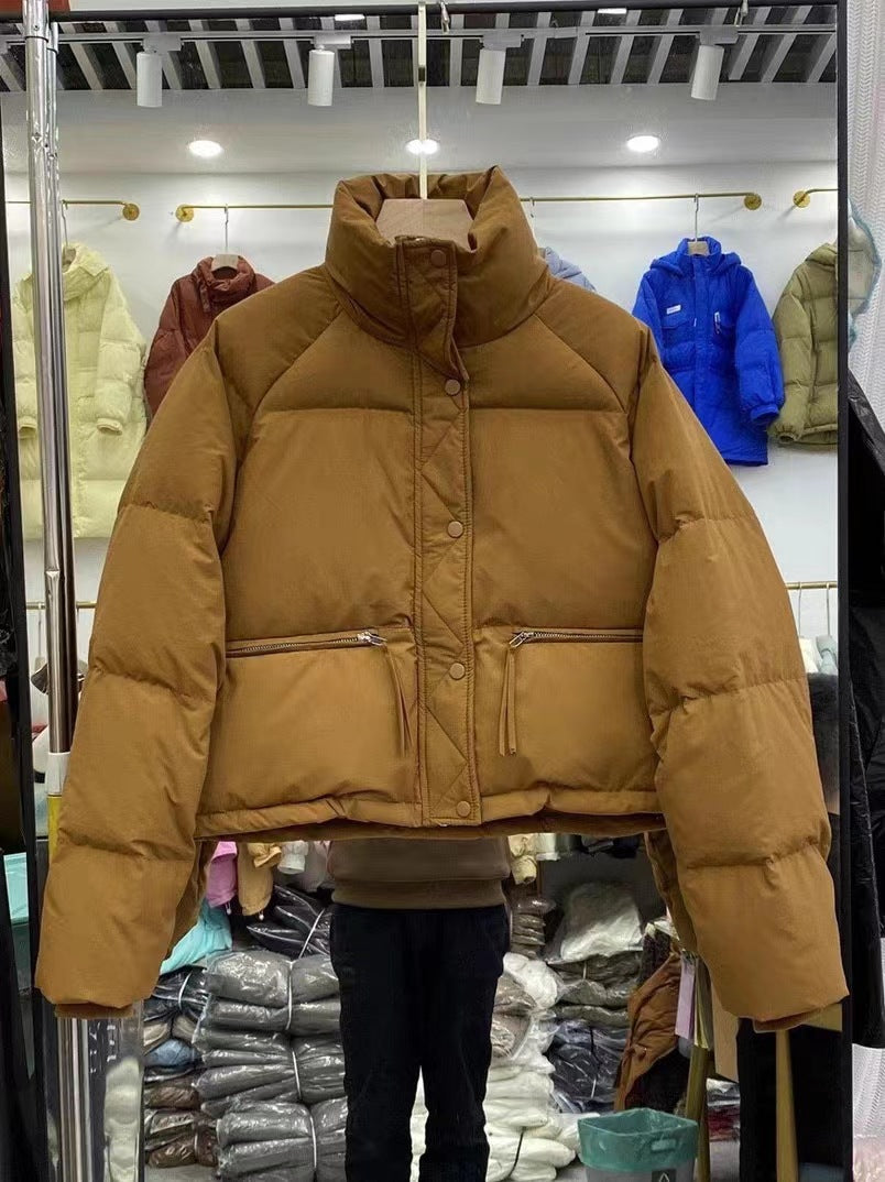 Damen gesteppte Winterjacke mit hohem Kragen und praktischen Taschen Drune