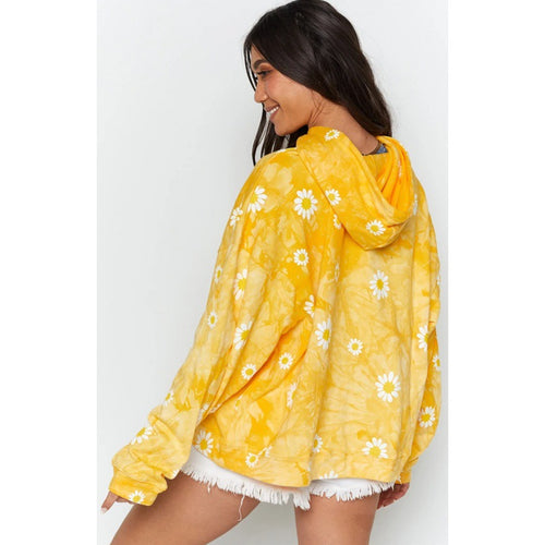 Damen Oversized Kapuzenpullover mit floralem Muster Drune