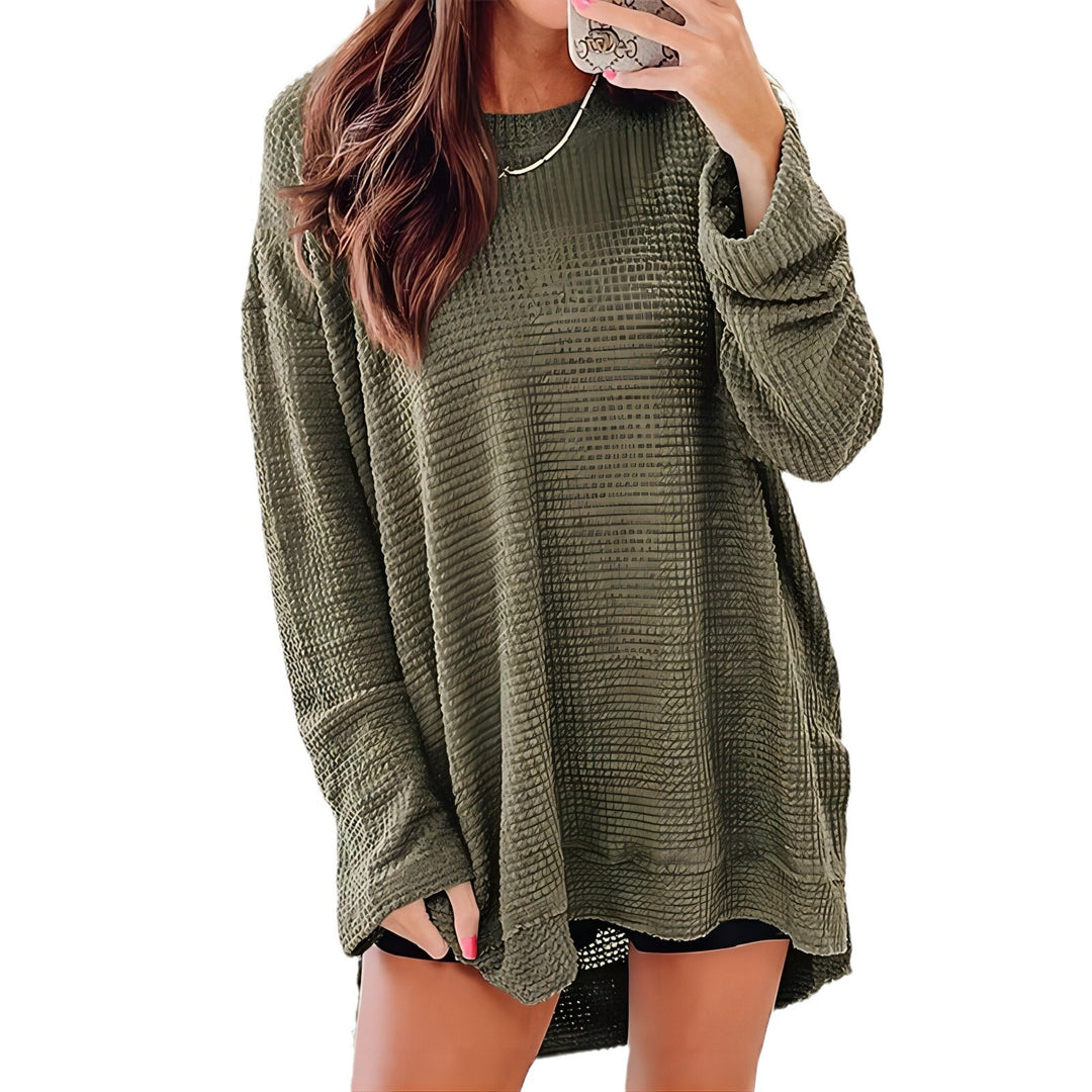 Damen Bequem Überdimensionierter Texturierter Pullover Sweater Drune