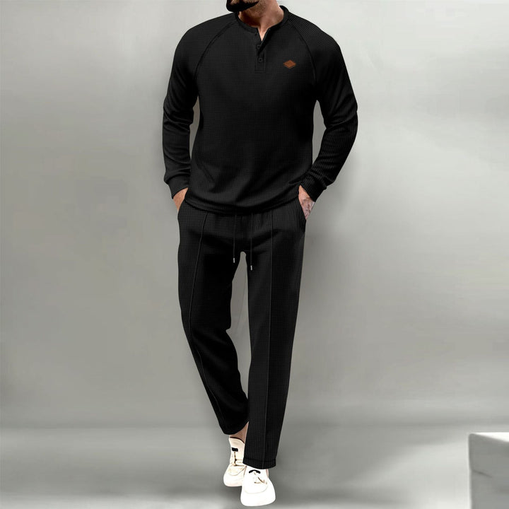 Herren hochwertiger Freizeitanzug mit Knopfleiste und eleganten Taschen Drune