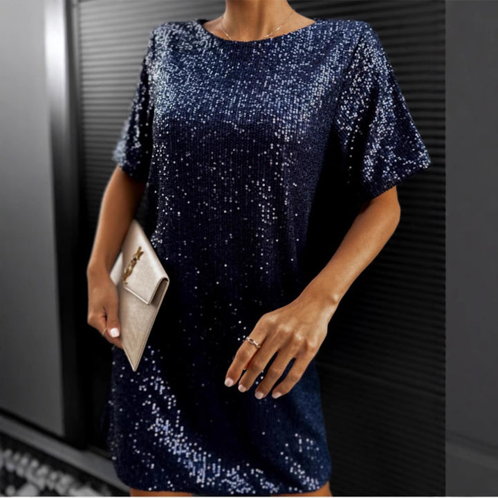 Damen festliches Cocktailkleid aus funkelndem Material mit leichtem A-Linien-Schnitt Drune