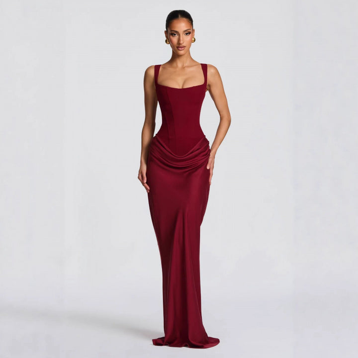 Damen Elegantes Maxi-Kleid mit raffinierten Drapierungen Drune
