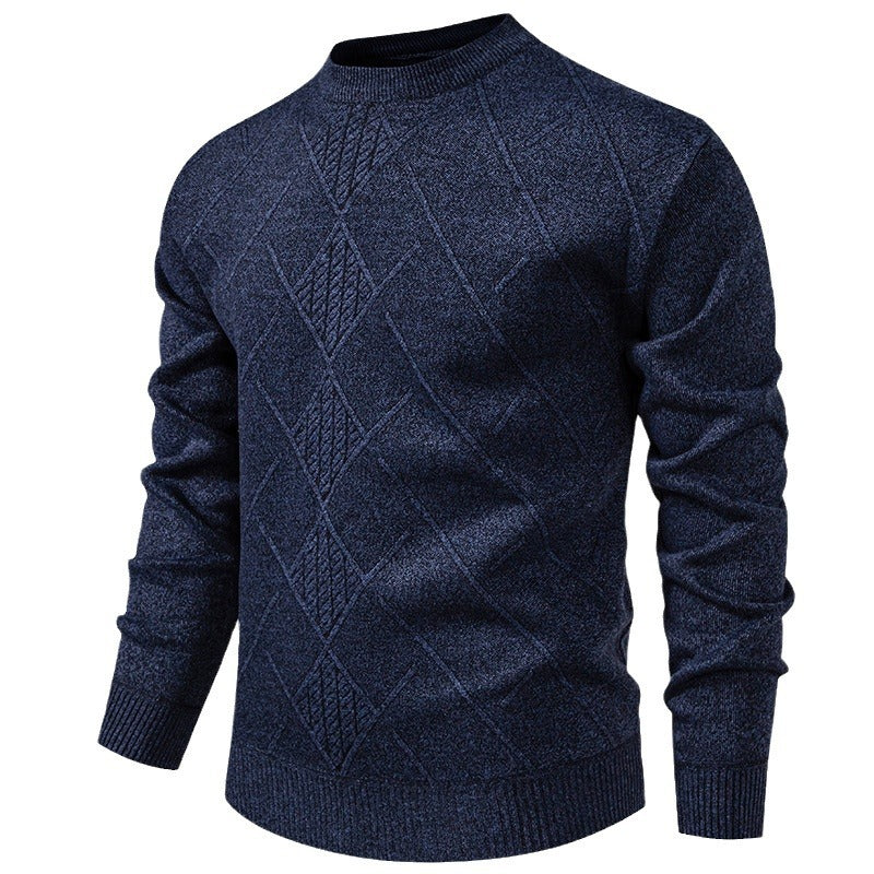 Herren Feiner Strickpullover mit strukturiertem Zopfmuster und Rundhalsausschnitt Drune