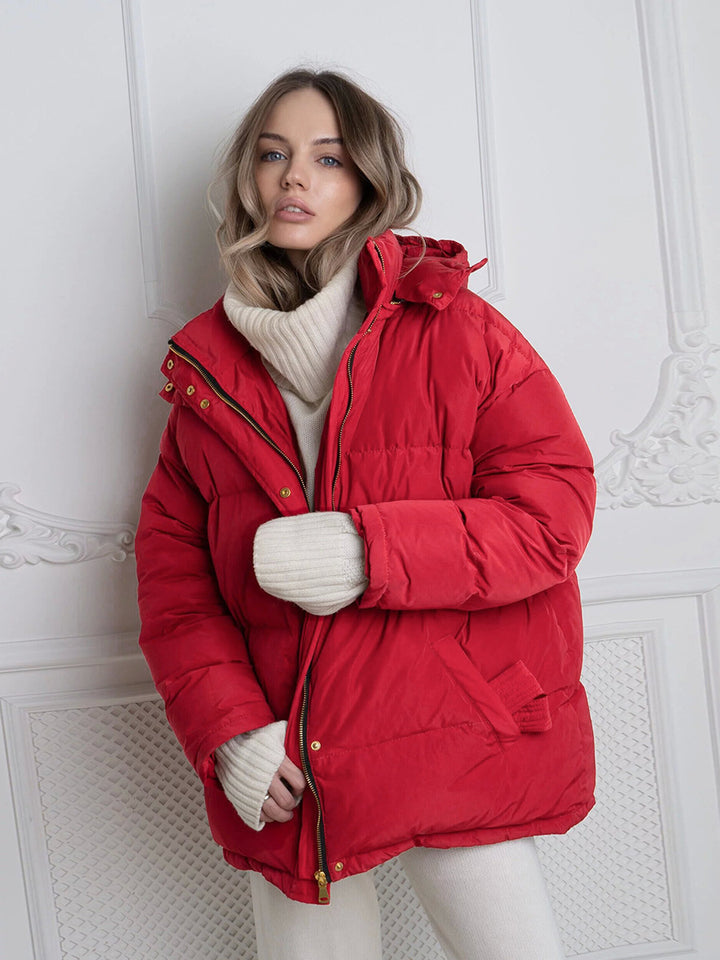 Damen Wattierte Jacke mit Kapuze und seitlichen Taschen Drune