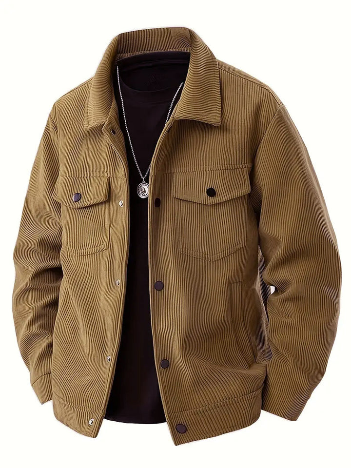 Herren nan Cordjacke im klassischen Arbeiterjacken-Schnitt mit Druckknöpfen und Brusttaschen Drune