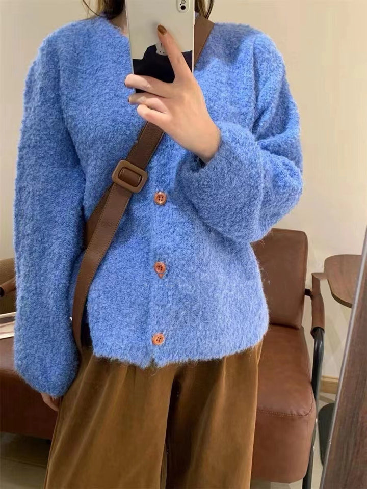 Damen kuscheliger Strickcardigan mit dekorativen Knöpfen und lässigem Schnitt Drune