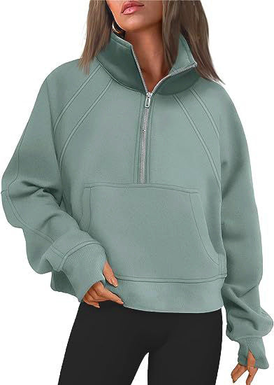 Damen Oversized Sweatshirt mit hohem Kragen Drune