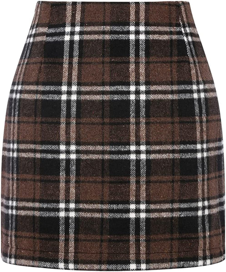 Damen Karierter Minirock mit hohem Bund und seitlichen Eingrifftaschen Drune