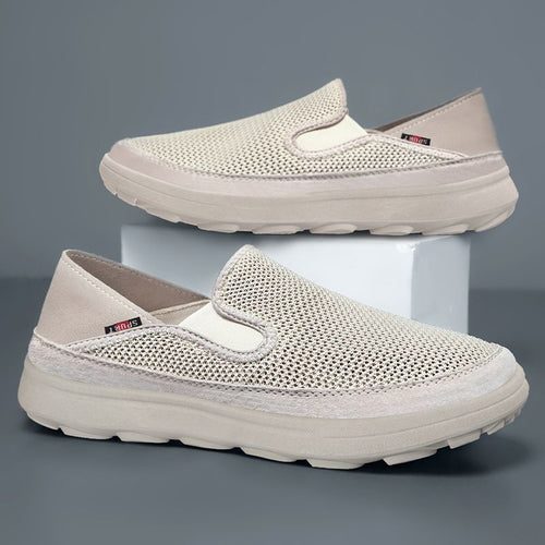 Herren nan atmungsaktiver Mesh-Slip-On mit Velourslederbesatz, elastischem Einstieg und griffiger Outdoor-Profilsohle Drune