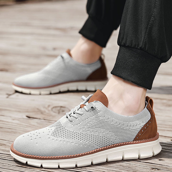 Herren nan gestrickter Business-Casual Schnürer mit Wingtip-Zierlochung und flexibler EVA-Sohle Drune