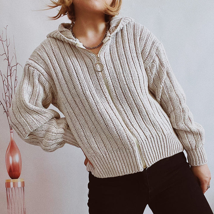Damen Strickjacke mit auffälligem Reißverschluss und lässigem Schnitt Drune