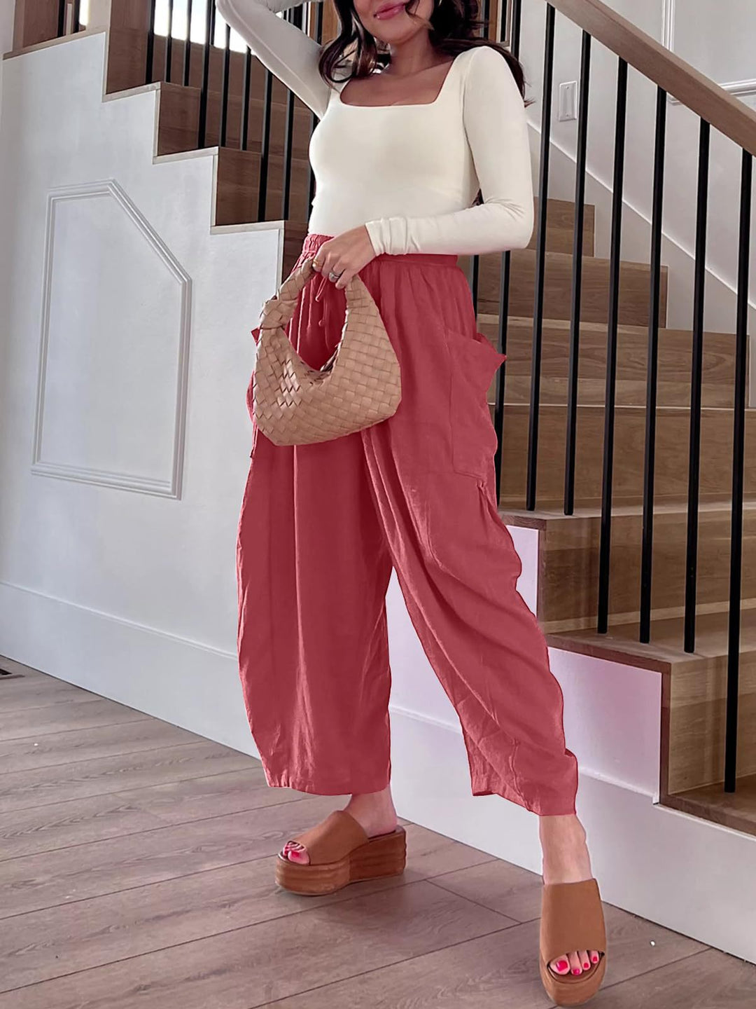 Damen Komfortable, gestreifte Freizeithose mit elastischem Bund und praktischen Taschen Drune