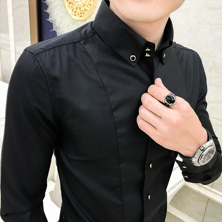 Herren Elegantes Langarmhemd mit feinen Knopfdetails Drune