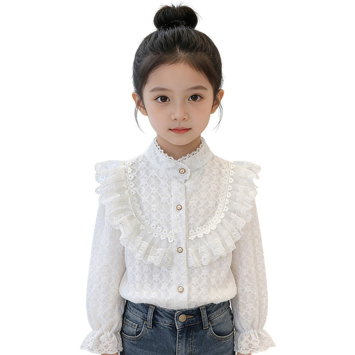 Mädchen Bluse mit romantischem Volantkragen Drune