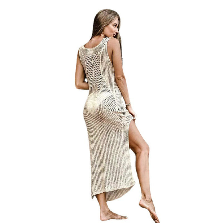 Damen gehäkeltes Maxikleid mit raffiniertem Schnitt Drune