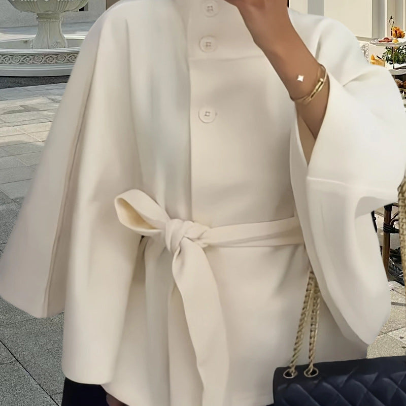 Damen elegante Überwurfjacke mit modernem Knopfdetail Drune