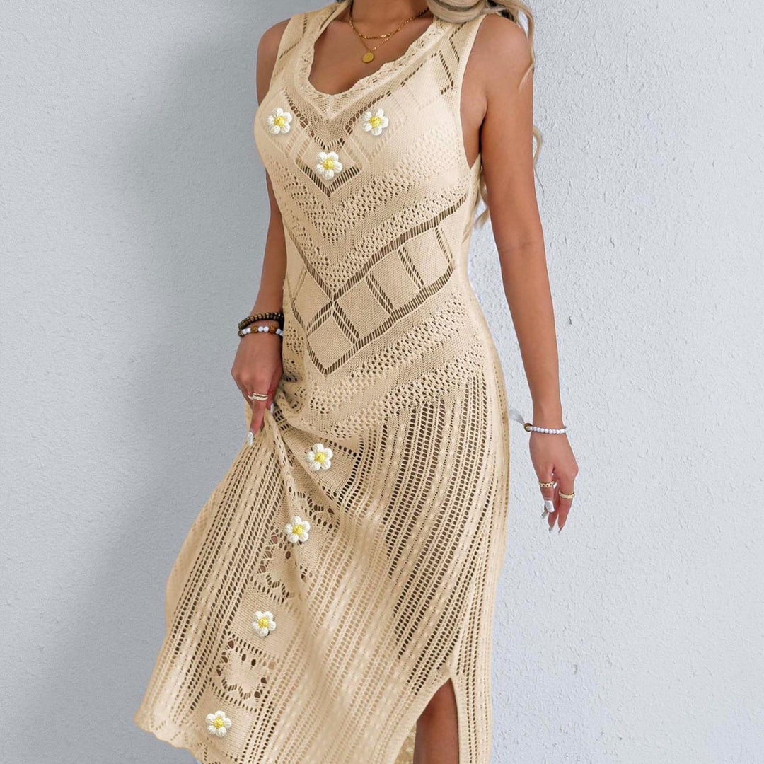 Damen Häkel-Kleid mit floralem Design Drune